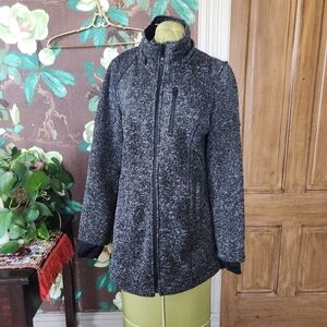 Xersion Jacket Womens M Gray Full Zip Fleece Athletic Lightweight Pocket Outdoor